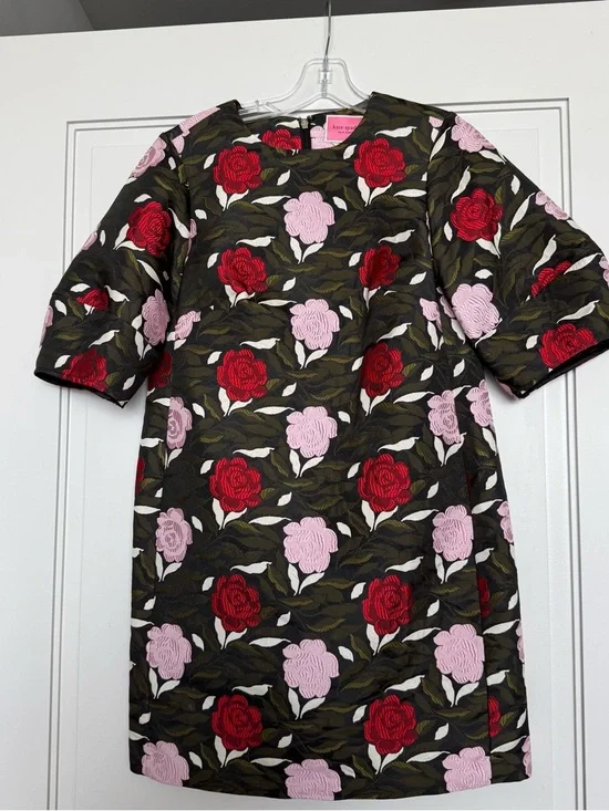 Kate Spade Floral Jacquard Dress | Rose Print Shift Dress | Size 2 - Picture 3 of 7